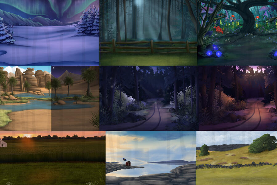 All examples are watermarked for the protection of the owners of the backgrounds.